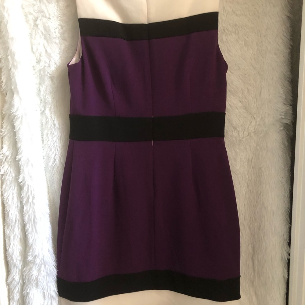 Sandra Darren Purple and Cream Dress